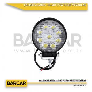 ÇALIŞMA LAMBA 10-60V 27W 9 LED YUVARLAK