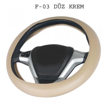 POŞETLİ SUNİ DERİ DİREKSİYON KILIFI F-03 DÜZ KREM